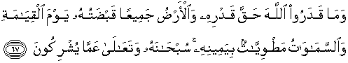 Quran english Az Zumar 67