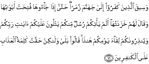 Quran english Az Zumar 71